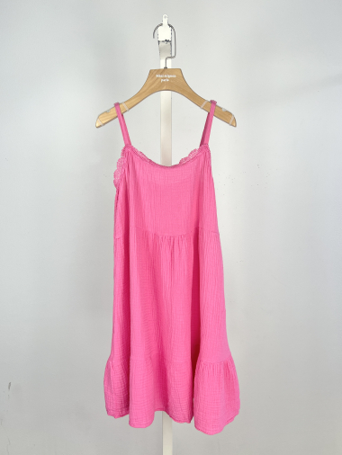 Großhändler Mini Mignon Paris - Kleid aus Baumwollgaze mit verstellbaren Trägern für Mädchen
