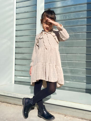 Grossiste Mini Mignon Paris - Robe en mousseline plumetis pour fille