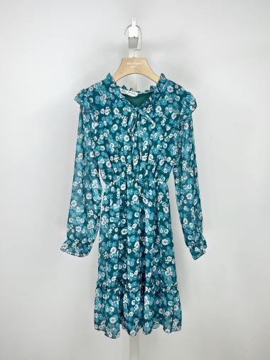 Wholesaler Mini Mignon Paris - Long-sleeved floral chiffon dress