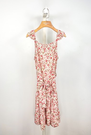 Großhändler Mini Mignon Paris - Blumenkleid mit Rüschen und Gürtel für Mädchen