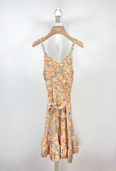 Wholesaler Mini Mignon Paris - Floral wrap dress with belt for girls
