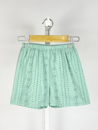 Wholesaler Mini Mignon Paris - Cotton shorts with English embroidery and lined for girls