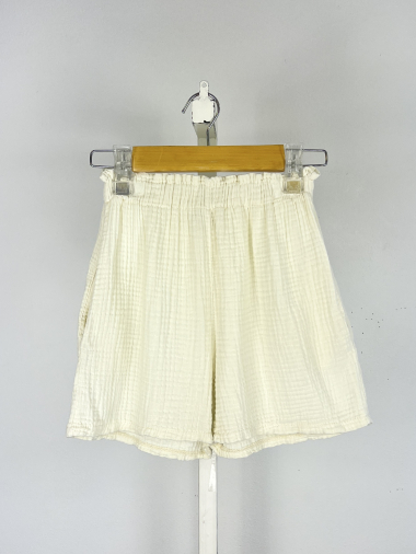 Grossiste Mini Mignon Paris - Short en gaze de coton avec poches pour fille