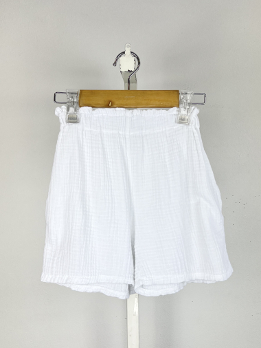 Grossiste Mini Mignon Paris - Short en gaze de coton avec poches pour fille