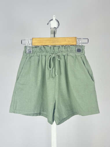 Wholesaler Mini Mignon Paris - Linen and cotton blend shorts for girls