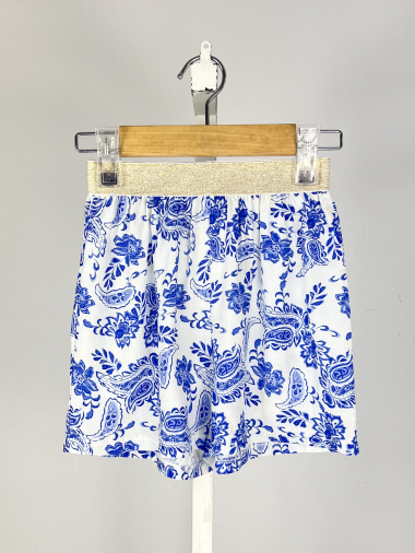 Wholesaler Mini Mignon Paris - Bohemian printed shorts with golden waist for girls