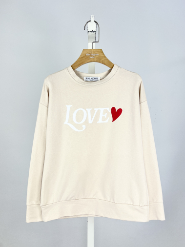 Wholesaler Mini Mignon Paris - Cotton sweatshirt with printed message for girls