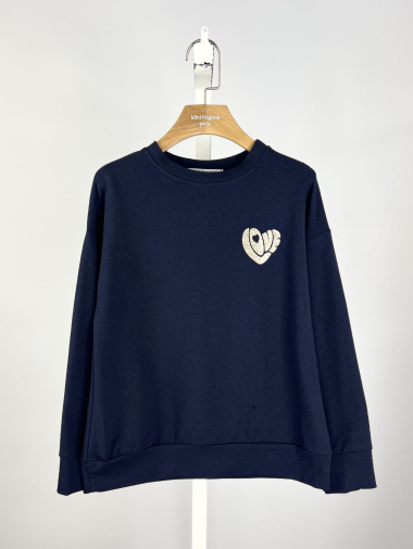 Großhändler Mini Mignon Paris - Baumwoll-Sweatshirt mit Glitzerdesign für Mädchen