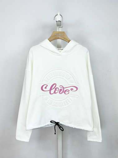 Wholesaler Mini Mignon Paris - Lined cotton sweatshirt with embossed and glittered logo