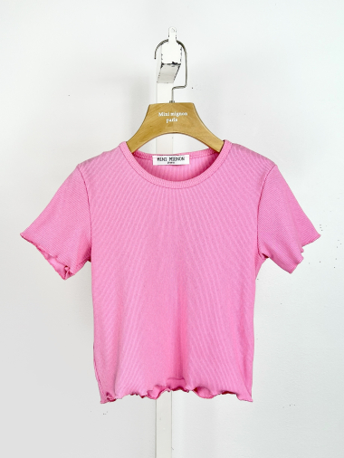 Großhändler Mini Mignon Paris - Mädchen-T-Shirt aus gerippter Baumwolle