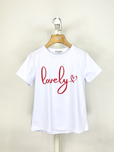 Grossiste Mini Mignon Paris - T-shirt en coton à message "lovely" pour fille
