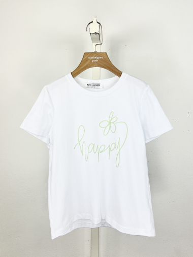 Großhändler Mini Mignon Paris - Baumwoll-T-Shirt mit Botschaft für Mädchen