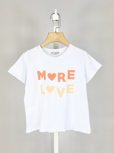 Großhändler Mini Mignon Paris - Baumwoll-T-Shirt mit Botschaft für Mädchen