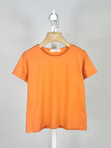 Großhändler Mini Mignon Paris - Schlichtes Baumwoll-T-Shirt für Mädchen