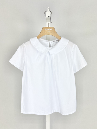 Wholesaler Mini Mignon Paris - Short-sleeved cotton peter pan collar top for girls