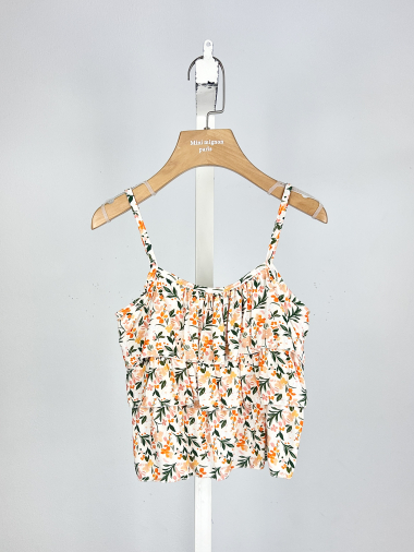 Wholesaler Mini Mignon Paris - Floral top with straps and ruffles for girls