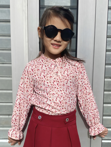 Wholesaler Mini Mignon Paris - Long-sleeved liberty floral blouse for girls