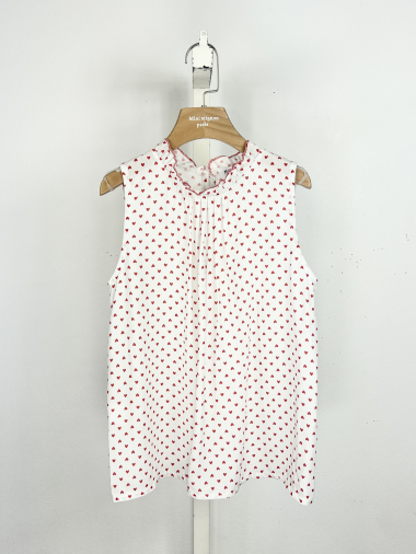 Wholesaler Mini Mignon Paris - Sleeveless top with polka dot, heart and peace&love print for girls