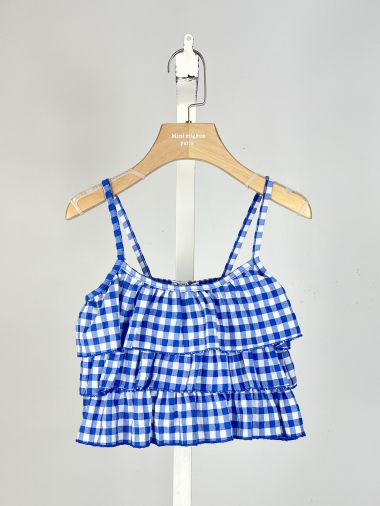 Wholesaler Mini Mignon Paris - Cotton gingham top with straps for girls