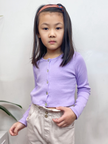Wholesaler Mini Mignon Paris - Girls' long-sleeved organic cotton ribbed top/vest