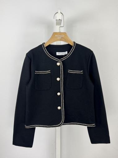 Wholesaler Mini Mignon Paris - Jacket with contrasting borders and fancy buttons for girls