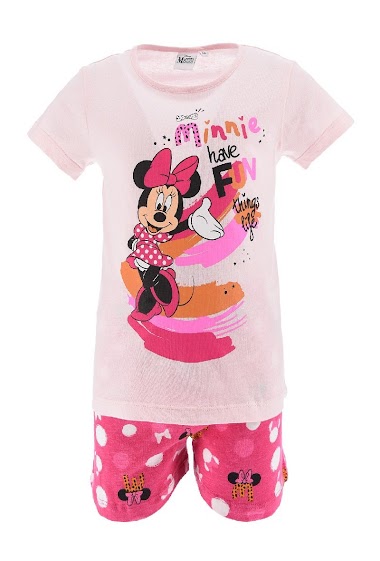 Grossiste Minnie - Ens pyjacourt t-shirt + short minnie 100%coton