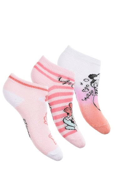 Grossiste Minnie - Pack 3 chaussettes basses minnie 55%co 25%pe