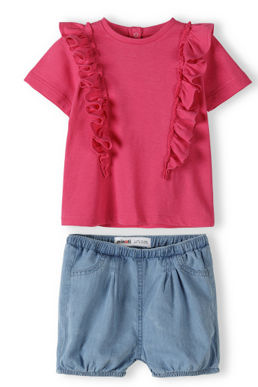 Großhändler Minoti - T-Shirt mit fliegenden Ärmeln + Shorts für Mädchen (ANANAS 6) MINOTI