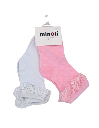 Wholesaler Minoti - 2 pack pointelle socks with lace