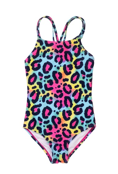 Wholesalers Minoti - Girls leopard aop cross back swimsuit
