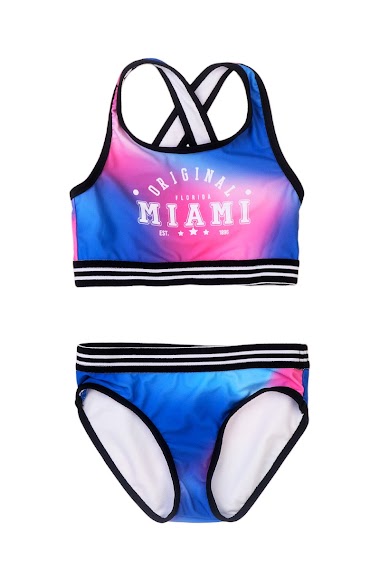 Wholesalers Minoti - Girls blue pink 2pc Miami bikini