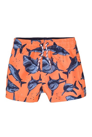 Wholesalers Minoti - Boys orange shark aop board shorts