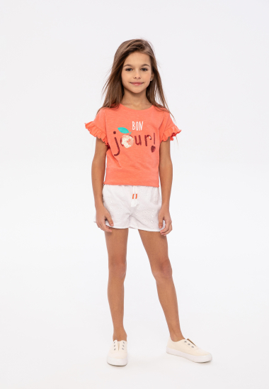 Großhändler Minoti - Orange bedrucktes T-Shirt mit Pailletten (BEAUTY 2) MINOTI