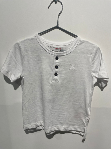 Großhändler Minoti - MINOTI geflammtes, kurzärmliges T-Shirt mit tunesischem Kragen