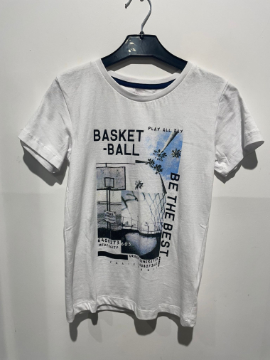Mayorista Minoti - Camiseta blanca manga corta estampado baloncesto (9KTEE 4) MINOTI