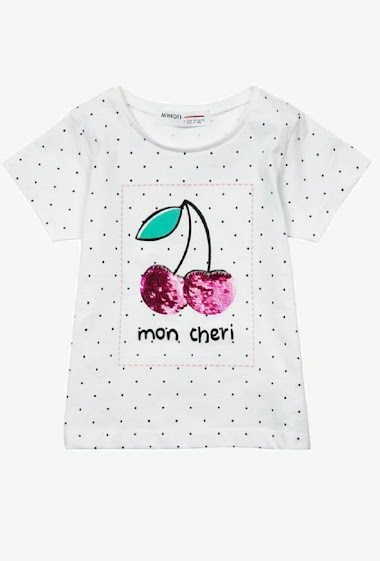 Grossiste Minoti - Tee-shirt manches courtes cerise sequin Colour 4 MINOTI F3/8ans