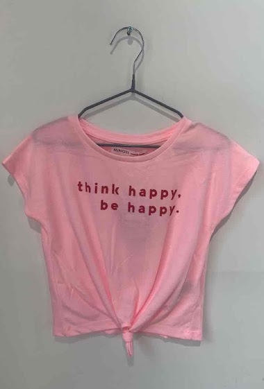 Wholesaler Minoti - Girls pink basic think happy knot tee
