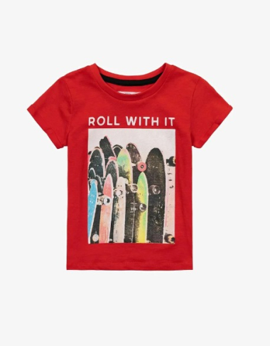 Grossiste Minoti - Tee-shirt manches courtes rouge imprimé skate (9KROLL 1) MINOTI