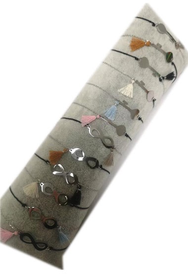 Grossiste MET-MOI - Bracelet en acier inoxydable lot de 12 pieces avec présentoir