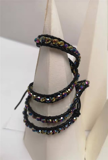 Wholesaler MET-MOI - Leather and crystal bracelet
