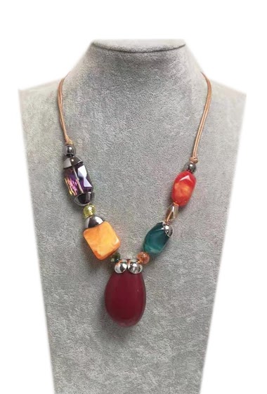Wholesaler MET-MOI - Adjustable necklace with ceramic and plastic stones