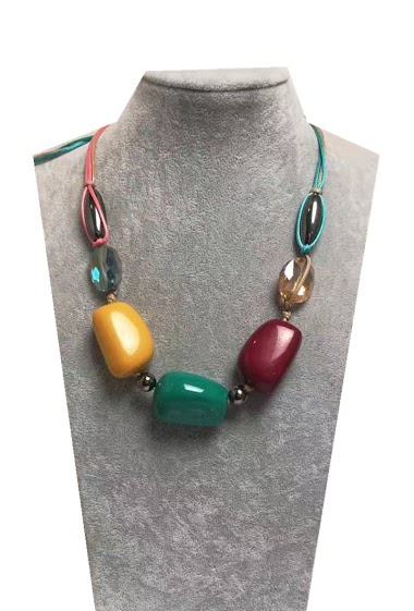Mayorista MET-MOI - Adjustable necklace with ceramic and plastic stones