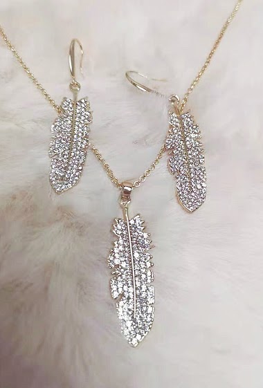 Mayorista MET-MOI - Rhodium-plated necklace with earrings
