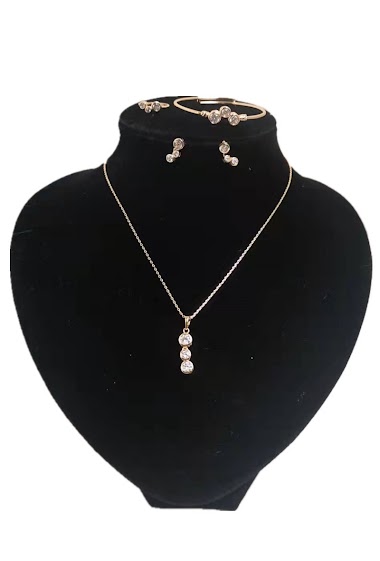 Wholesaler MET-MOI - Children's set necklace, earrings, bracelet and ring in rhodium