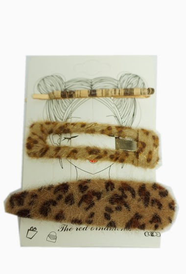 Grossiste MET-MOI - pince a cheveux leopard lot de 3 pièces