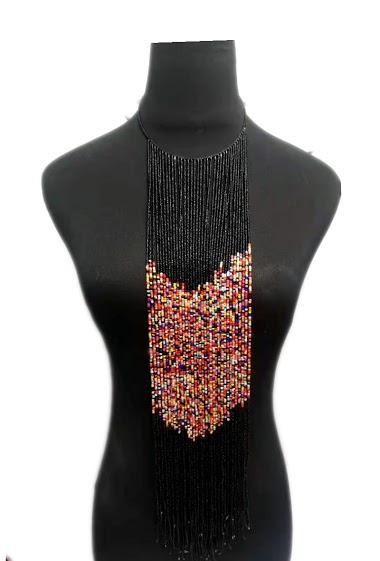 Großhändler MET-MOI - Lange Halskette mit kleinen bunten Perlen