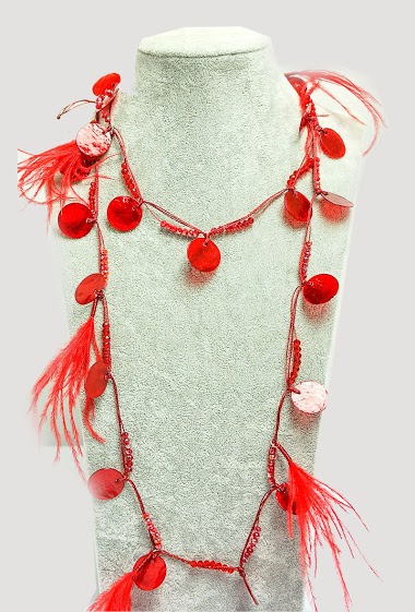 Mayorista MET-MOI - Long necklace with plume and nacre