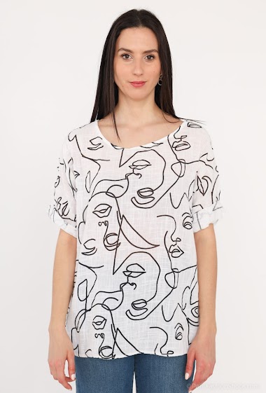 Wholesaler Miss Azur - Printed cotton blouse