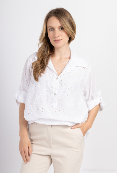 Mayorista Miss Azur - Camisa con motivo bordado y botón