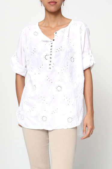 Großhändler Miss Azur - Hemd mit besticktem Motiv und Knopf
